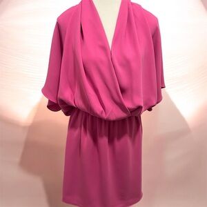 Trina Turk Concorde Dress Pink Wrap Style Elastic Waist Dolman Sleeve NEW WITH T
